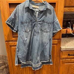 We The Free Blue Denim Shirt